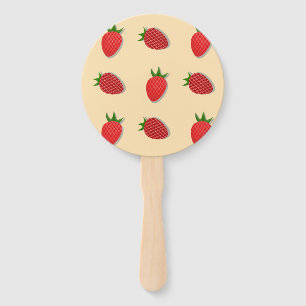 Strawberry pattern for fruit summertime good vibes hand fan