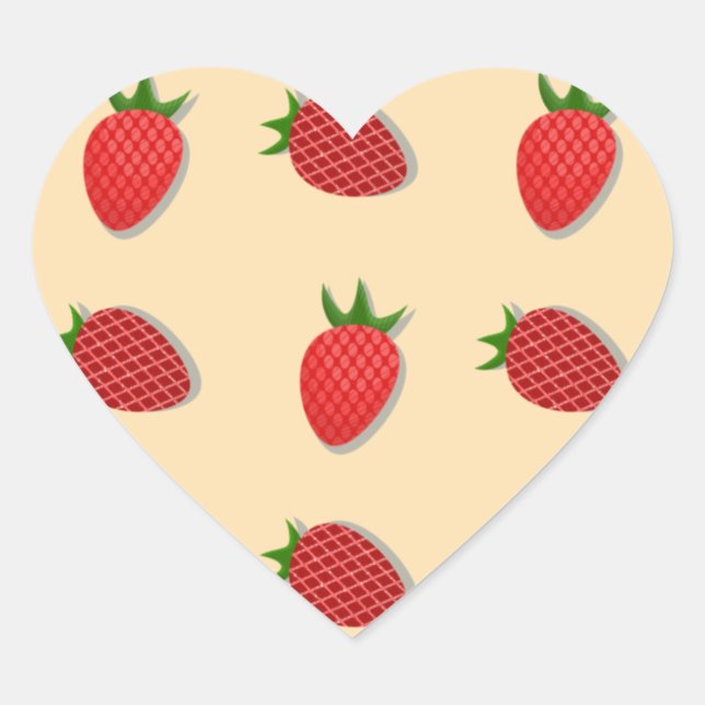 Strawberry pattern for fruit summertime good vibes heart sticker (Front)