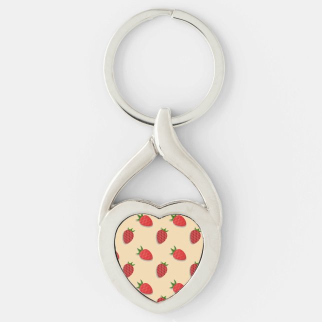 Strawberry pattern for fruit summertime good vibes key ring (Front)