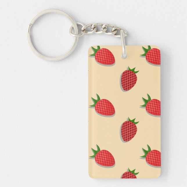 Strawberry pattern for fruit summertime good vibes key ring (Front)