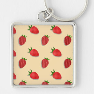 Strawberry pattern for fruit summertime good vibes key ring