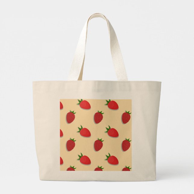 Strawberry pattern for fruit summertime good vibes large tote bag (Back)