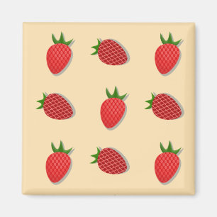 Strawberry pattern for fruit summertime good vibes magnet