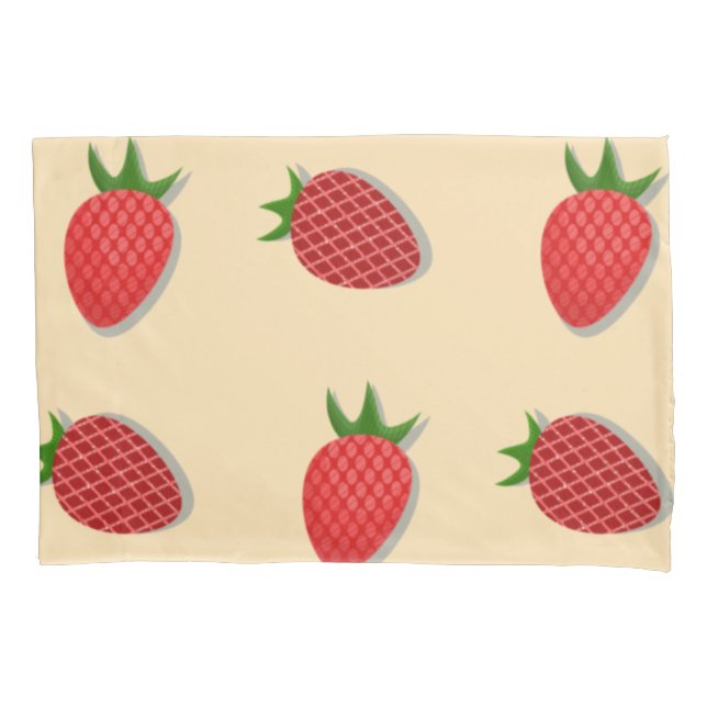 Strawberry pattern for fruit summertime good vibes pillowcase (Front-Left)