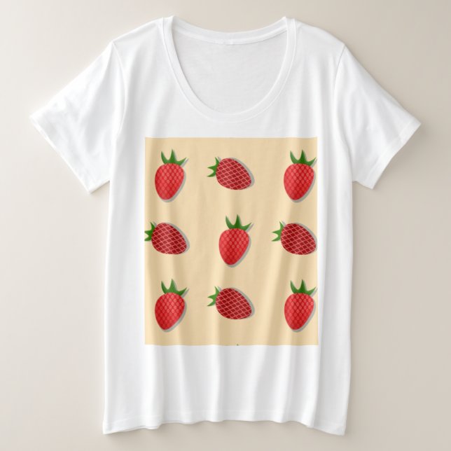 Strawberry pattern for fruit summertime good vibes plus size T-Shirt (Design Front)