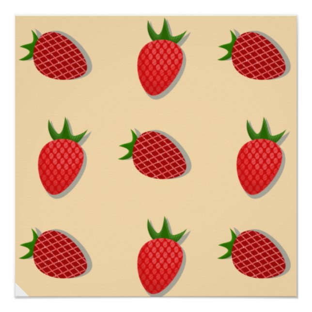 Strawberry pattern for fruit summertime good vibes poster (Front)