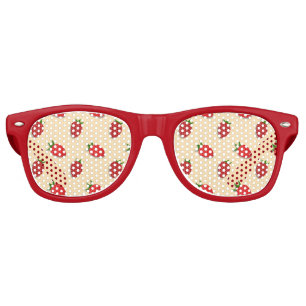Strawberry pattern for fruit summertime good vibes retro sunglasses