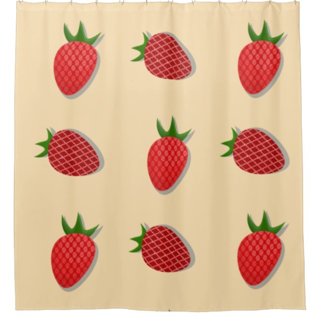Strawberry pattern for fruit summertime good vibes shower curtain (Front)