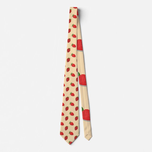 Strawberry pattern for fruit summertime good vibes tie (Front)
