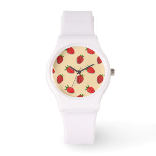 Strawberry pattern for fruit summertime good vibes watch