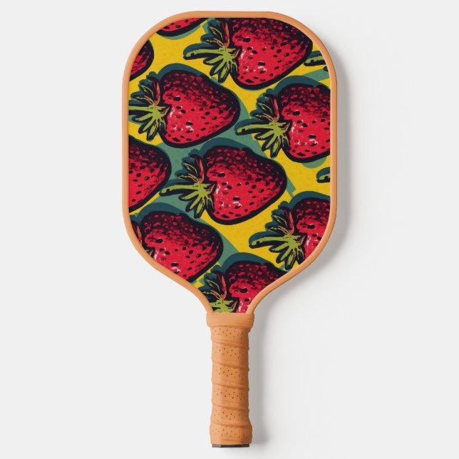 Strawberry Pattern Fruitarian Berry Strawberries F Pickleball Paddle (Front)
