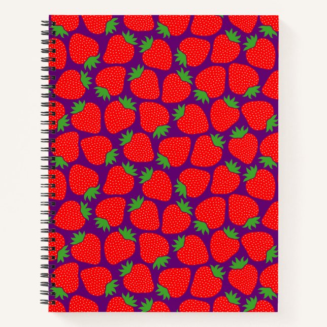 Strawberry Pattern, Gothic Vampire Red Notebook (Front)