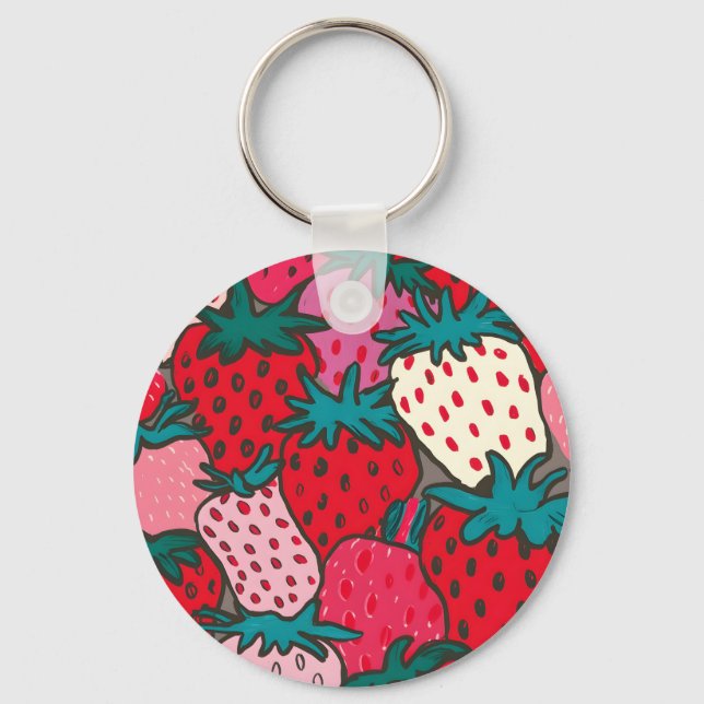 Strawberry Pattern Key Ring (Front)
