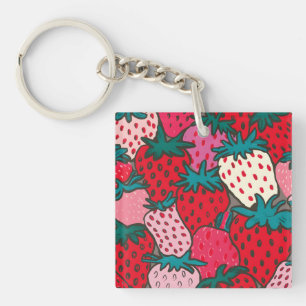 Strawberry Pattern Key Ring