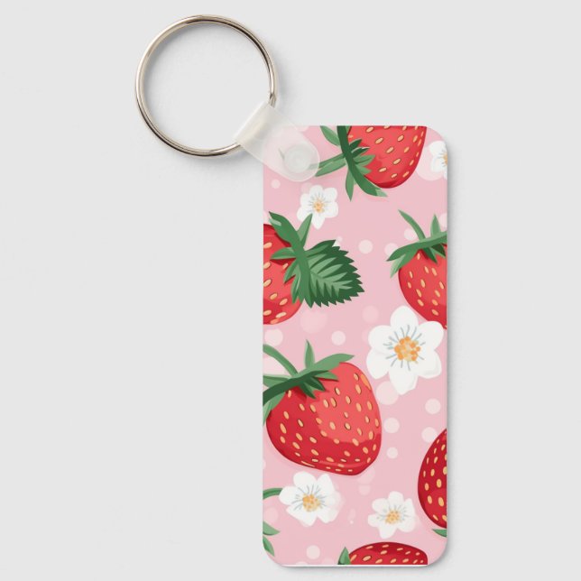 Strawberry Pattern Keychain Charm (Front)