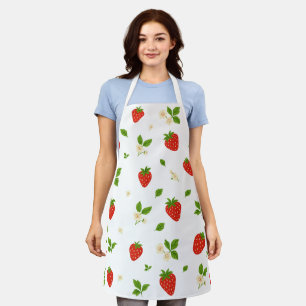 Strawberry Pattern Kitchen Apron