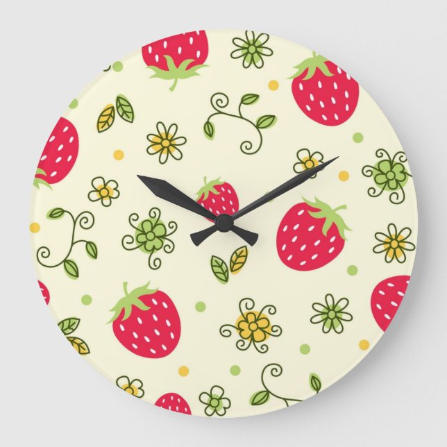 Strawberry pattern large clock (Front)