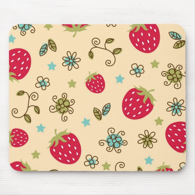 Strawberry pattern mouse pad (Front)