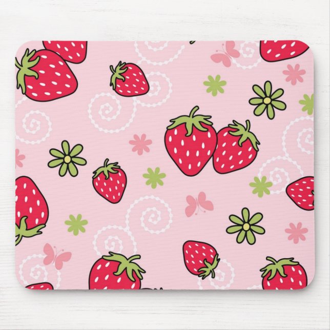 Strawberry pattern mouse pad (Front)