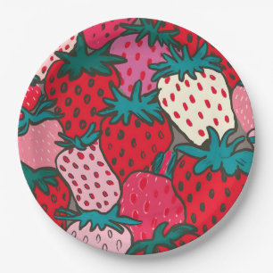 Strawberry Pattern Paper Plate