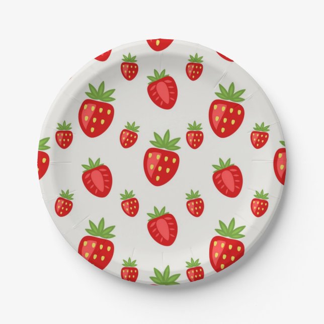 Strawberry pattern paper plate (Front)