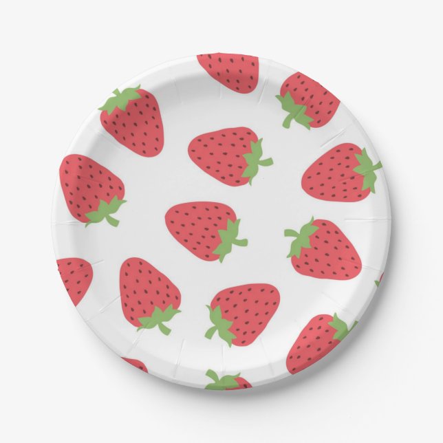 Strawberry pattern paper plate (Front)