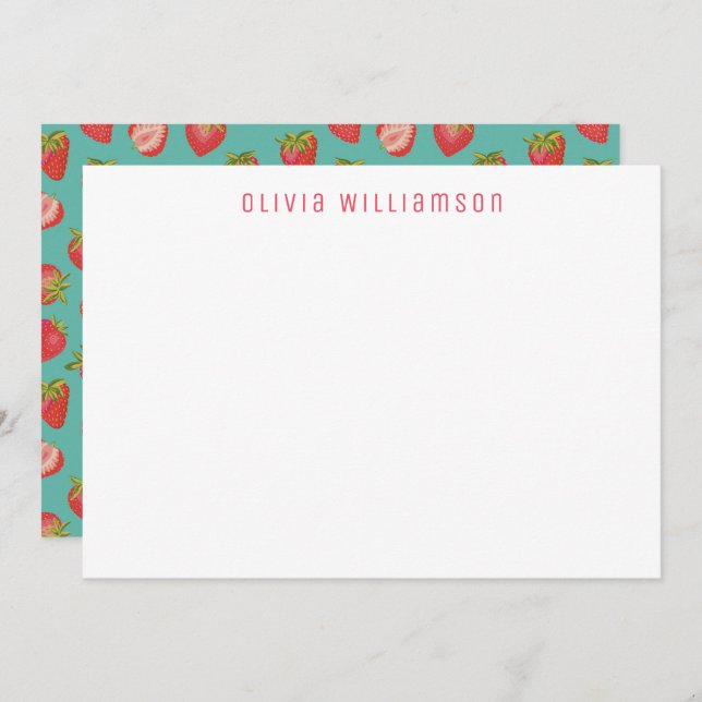 Strawberry pattern Personalised name Card (Front/Back)