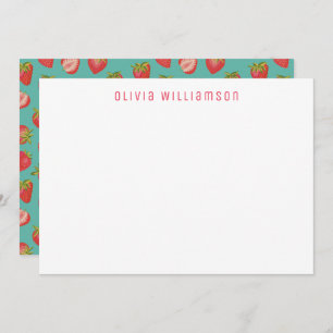 Strawberry pattern Personalised name Card