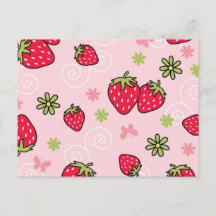 Strawberry pattern postcard