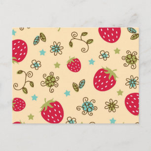 Strawberry pattern postcard