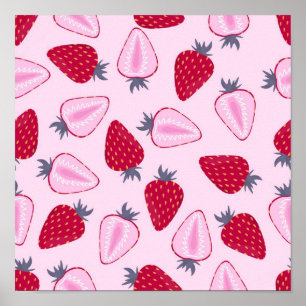 Strawberry pattern poster