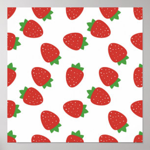 Strawberry pattern poster