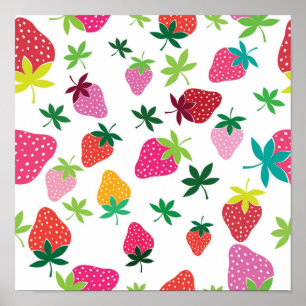 Strawberry pattern poster
