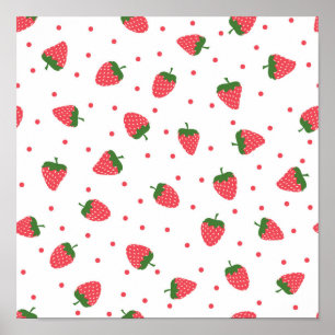 Strawberry pattern poster
