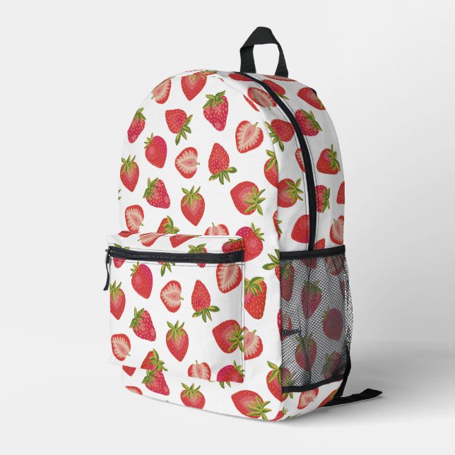 Strawberry pattern printed backpack (Back Corner Right)