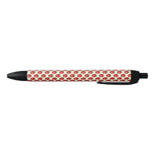 Strawberry Pattern, Red Strawberries, Fruit, Leaf Black Ink Pen