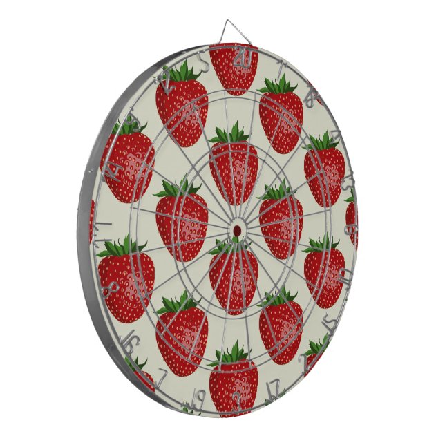 Strawberry Pattern, Red Strawberries, Fruit, Leaf Dartboard (Front Left)