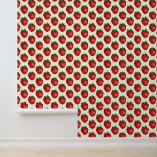Strawberry Pattern, Red Strawberries, Fruit, Leaf Wallpaper