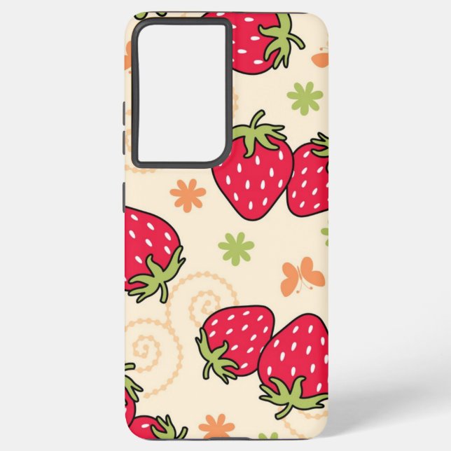 Strawberry pattern samsung galaxy s21 ultra case (Back)