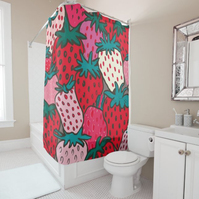 Strawberry pattern shower curtain (In Situ)