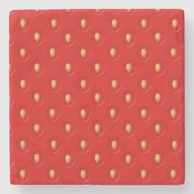 Strawberry Pattern Stone Coaster (Front)