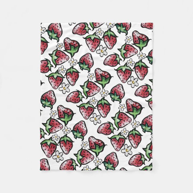 Strawberry pattern strawberries forever fleece blanket (Front)