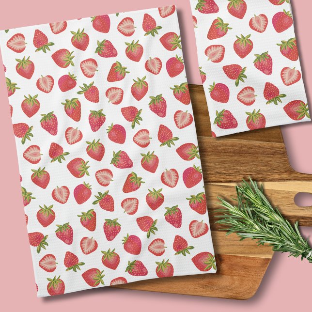 Strawberry Pattern Tea Towel (Strawberry Pattern Kitchen Tea Towel)