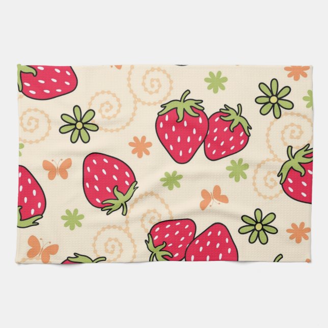 Strawberry pattern tea towel (Horizontal)