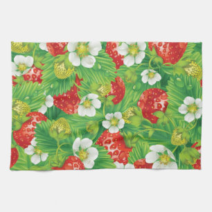 Strawberry pattern tea towel