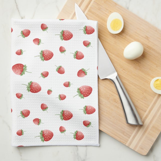 Strawberry Pattern Tea Towel (Quarter Fold)