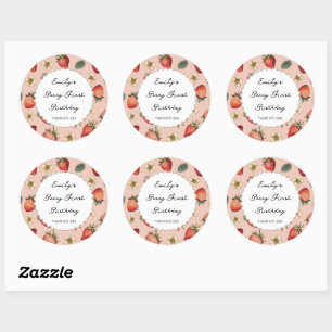 Strawberry Pattern Vintage  Classic Round Sticker