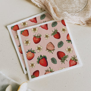 Strawberry Pattern Vintage Napkin