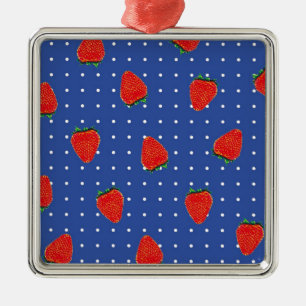 strawberry pattern with dots metal tree decoration