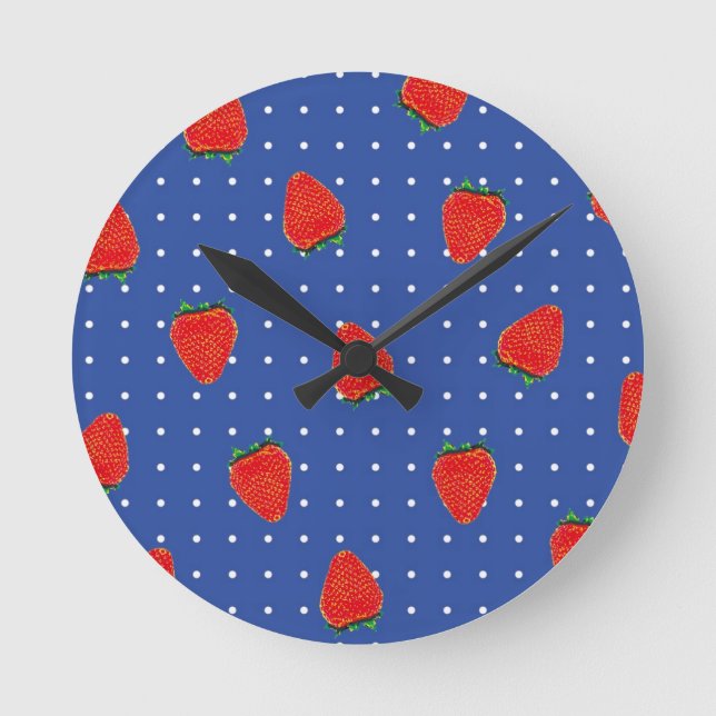 strawberry pattern with dots round clock (Front)